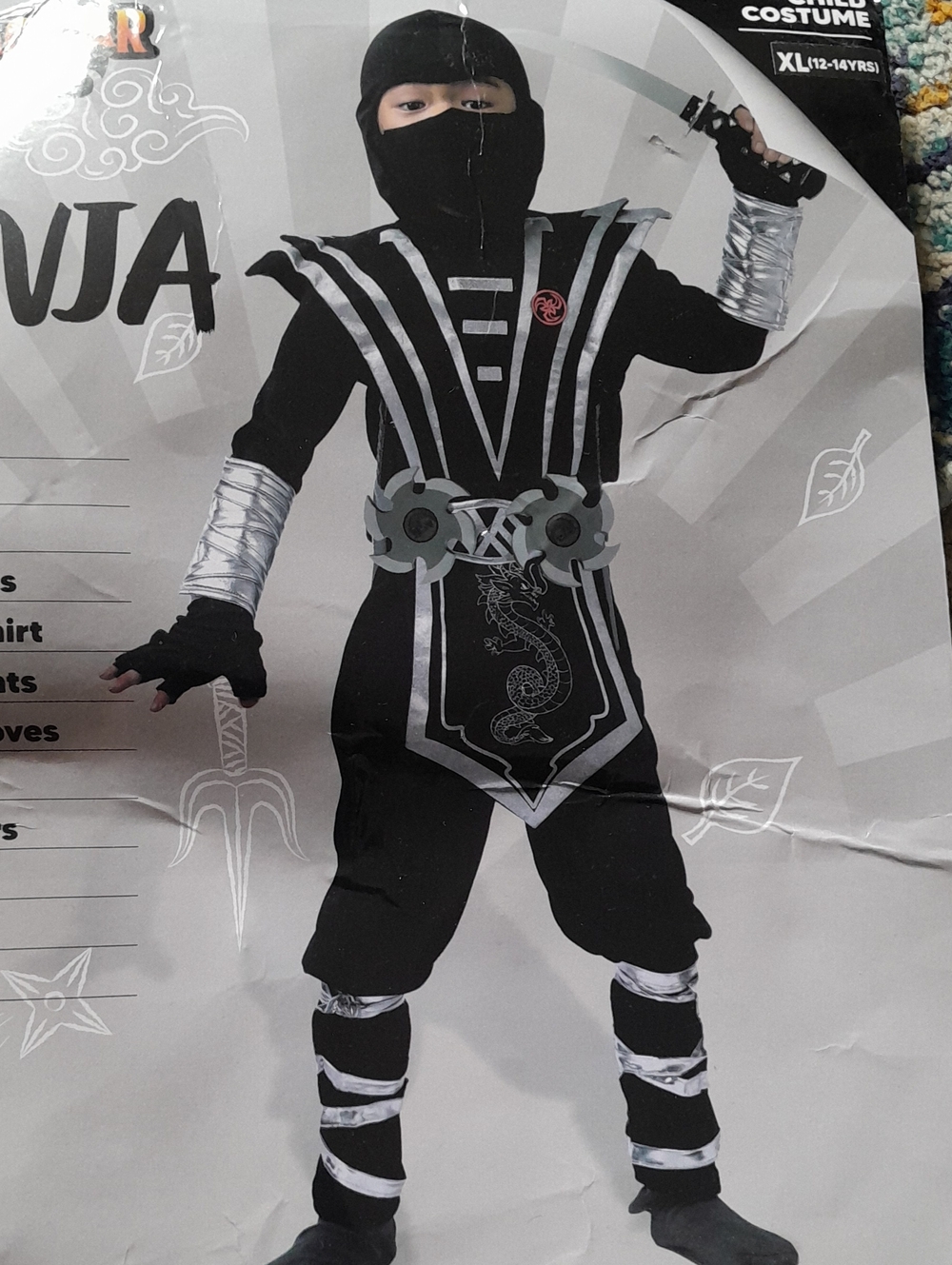 Spooktacular Creations Kids Black & Silver Ninja Costume XL 12-14yrs